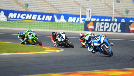 Pierre Texier en action, championnat d'Europe Superbike, Valence 2015